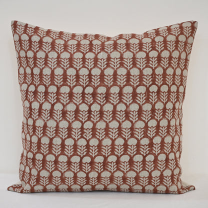Thalor Rust Linen Block Print Pillow Cover