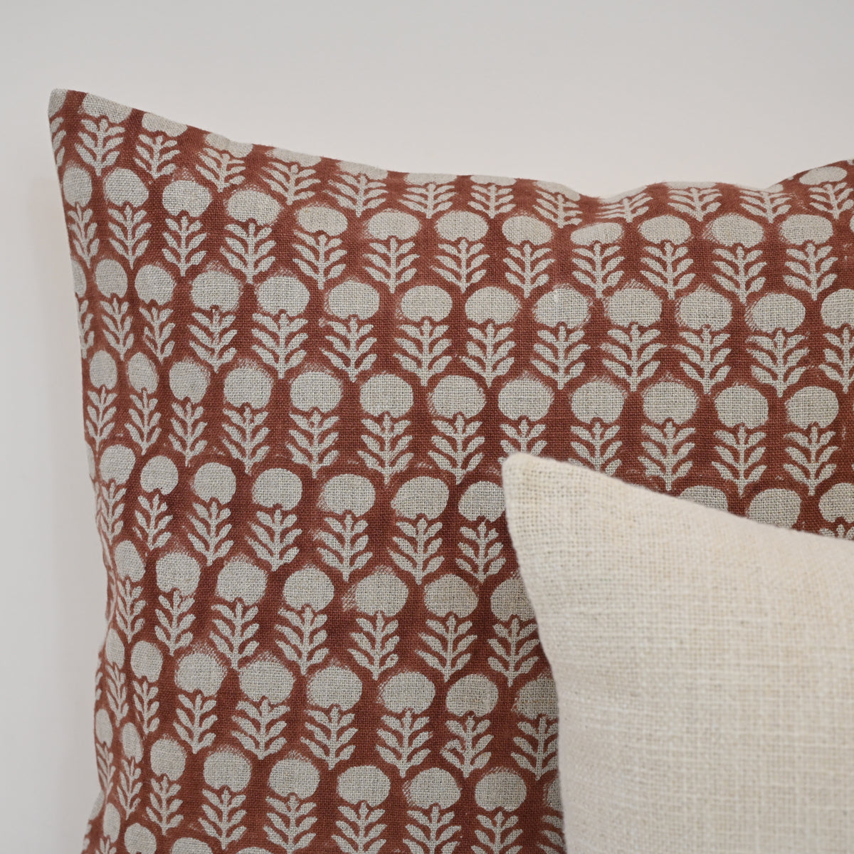 Thalor Rust Linen Block Print Pillow Cover