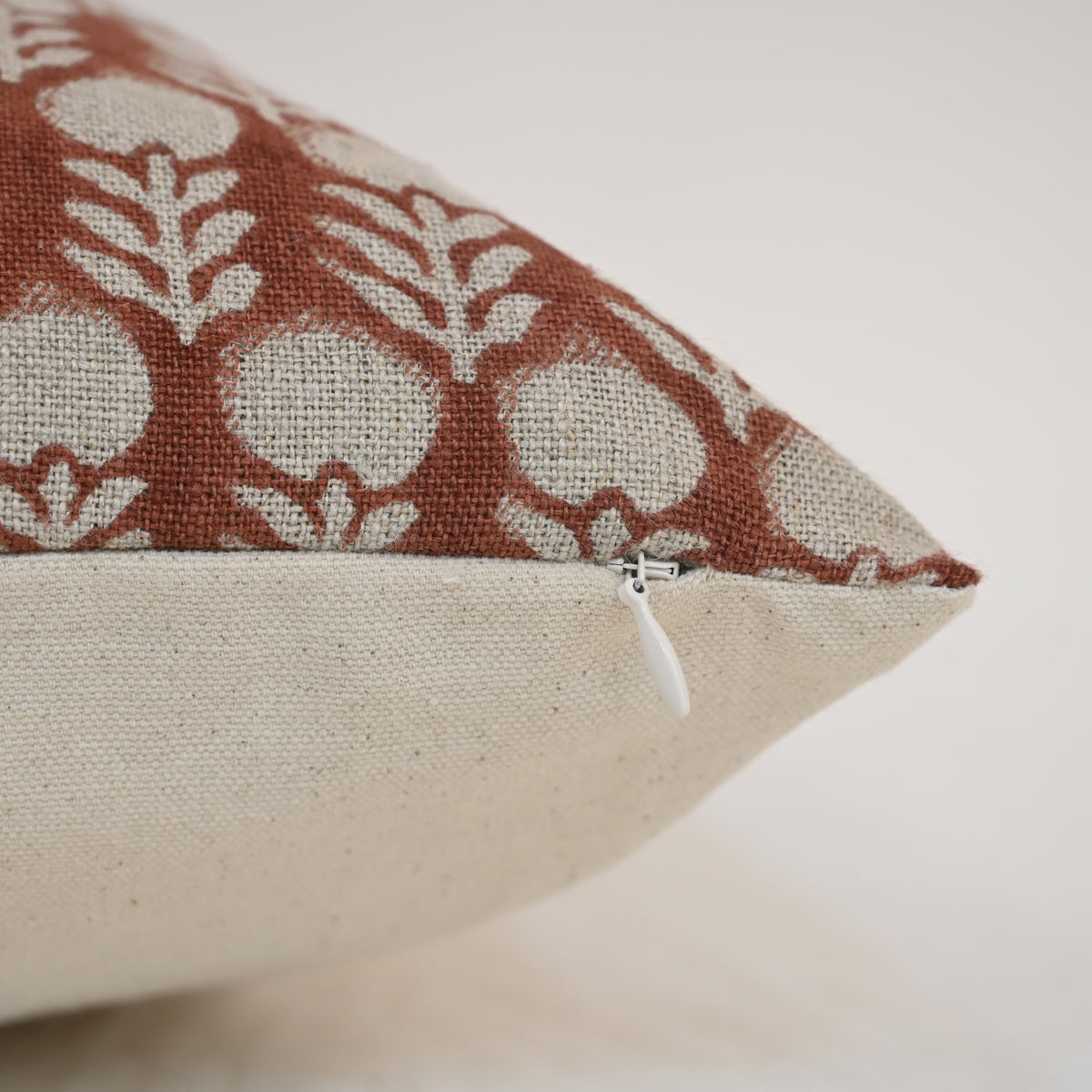 Thalor Rust Linen Block Print Pillow Cover