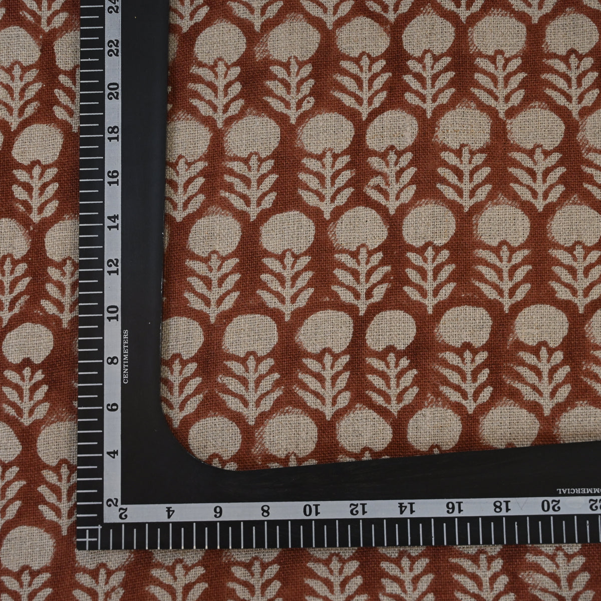 Thalor Rust Linen Block Print Pillow Cover