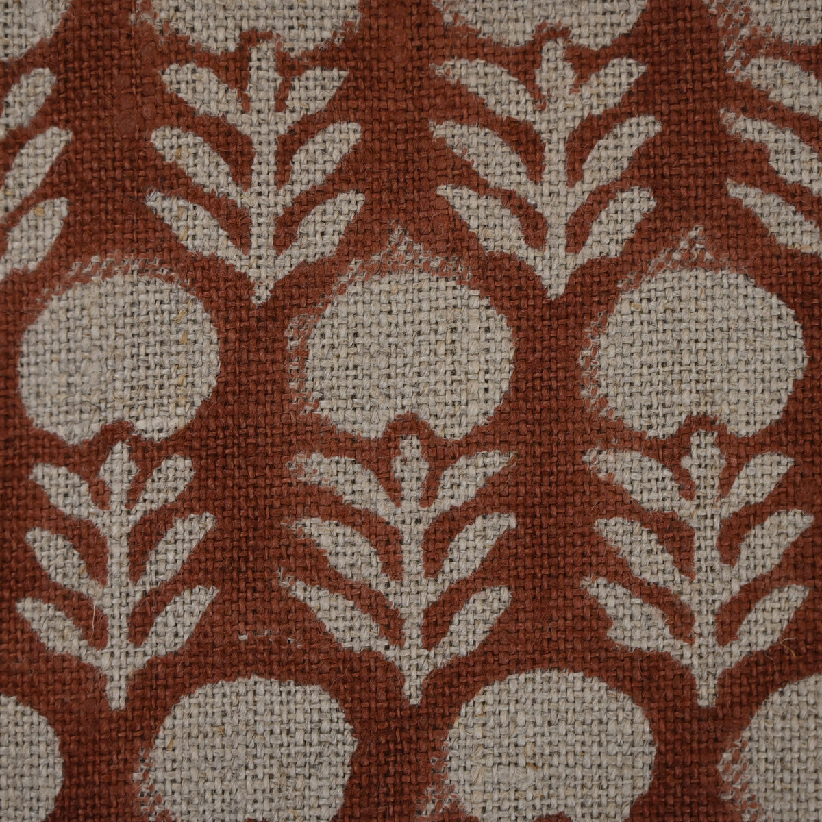 Thalor Rust Linen Block Print Pillow Cover