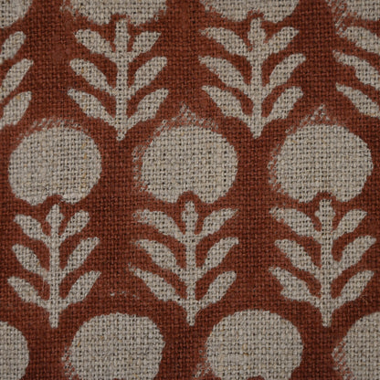 Thalor Rust Linen Block Print Pillow Cover
