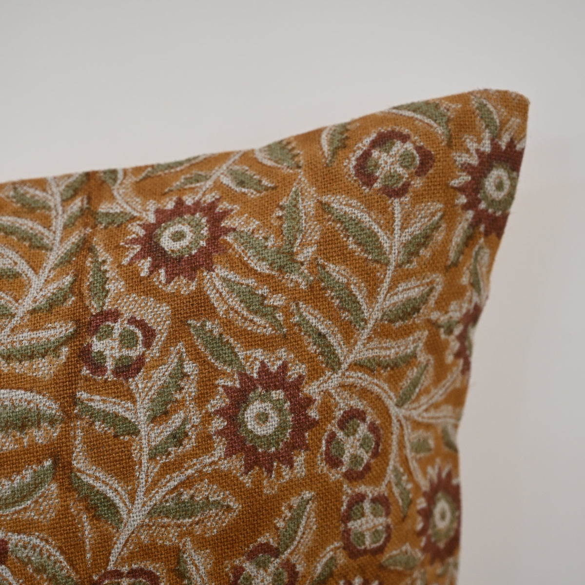 Vanessa  Rust  Linen Block Print Pillow Cover