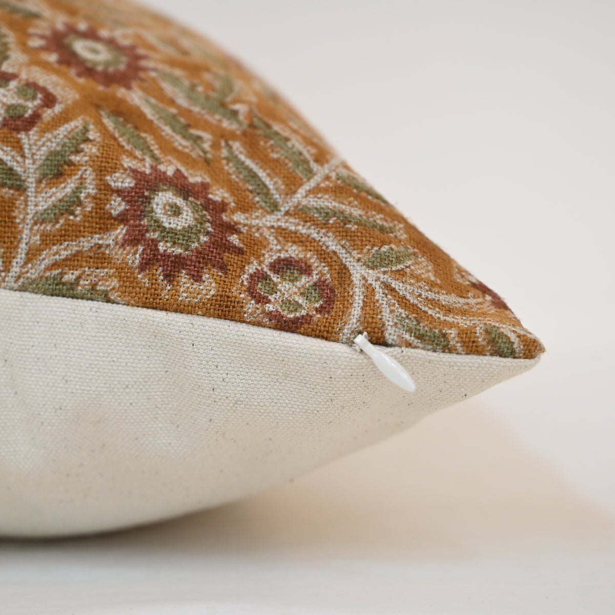 Vanessa  Rust  Linen Block Print Pillow Cover