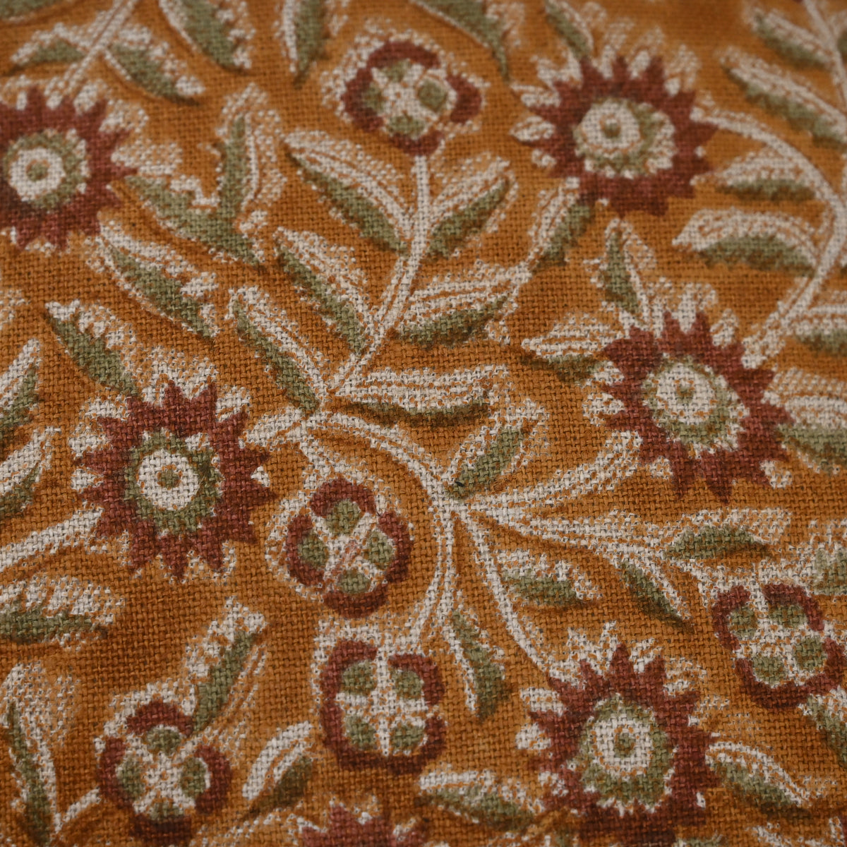 Vanessa  Rust  Linen Block Print Pillow Cover