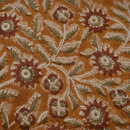 Vanessa  Rust  Linen Block Print Pillow Cover
