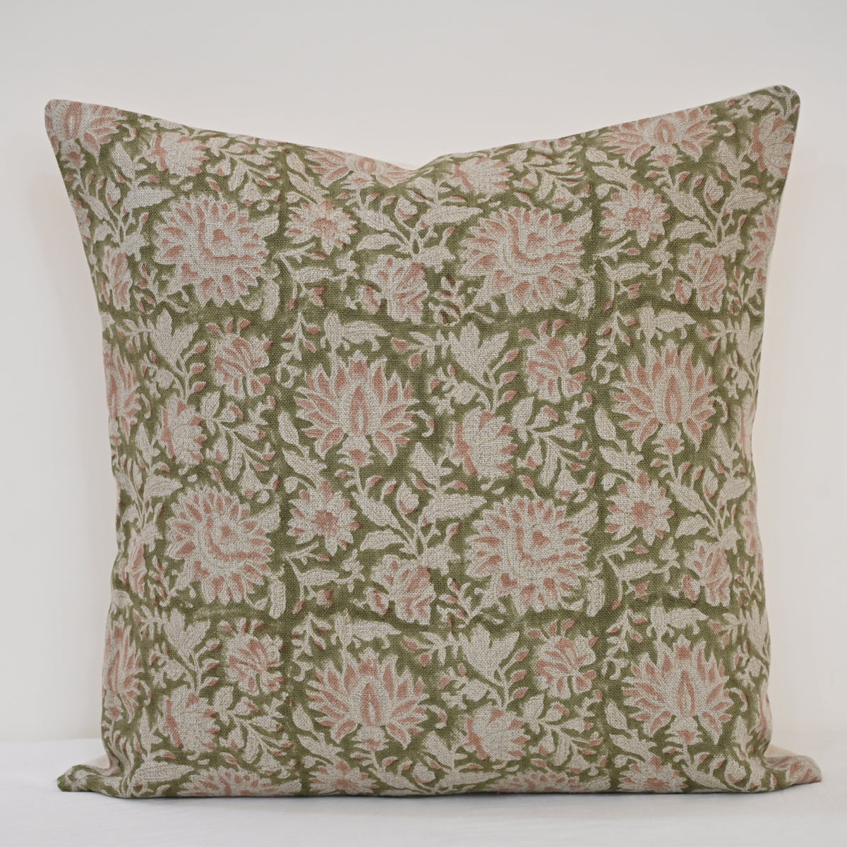 Jocelyn Dusty Linen Block Print Pillow Cover