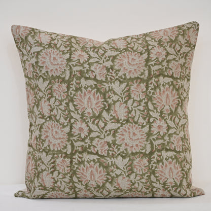 Jocelyn Dusty Linen Block Print Pillow Cover