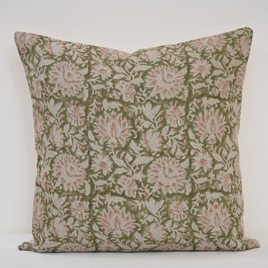 Jocelyn Dusty Linen Block Print Pillow Cover