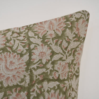 Jocelyn Dusty Linen Block Print Pillow Cover