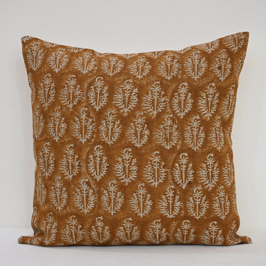 Trinity Ivory Linen Block Print Pillow Cover