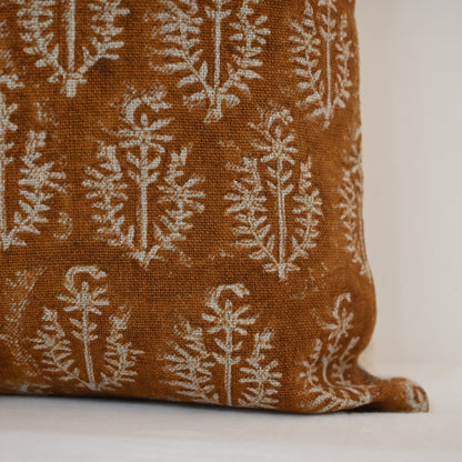 Trinity Ivory Linen Block Print Pillow Cover