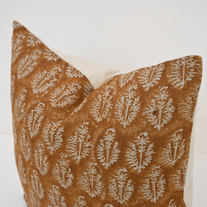 Trinity Ivory Linen Block Print Pillow Cover