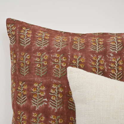 Diana Mustard Linen Block Print Pillow Cover