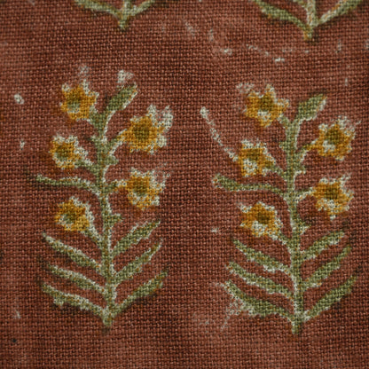 Diana Mustard Linen Block Print Pillow Cover