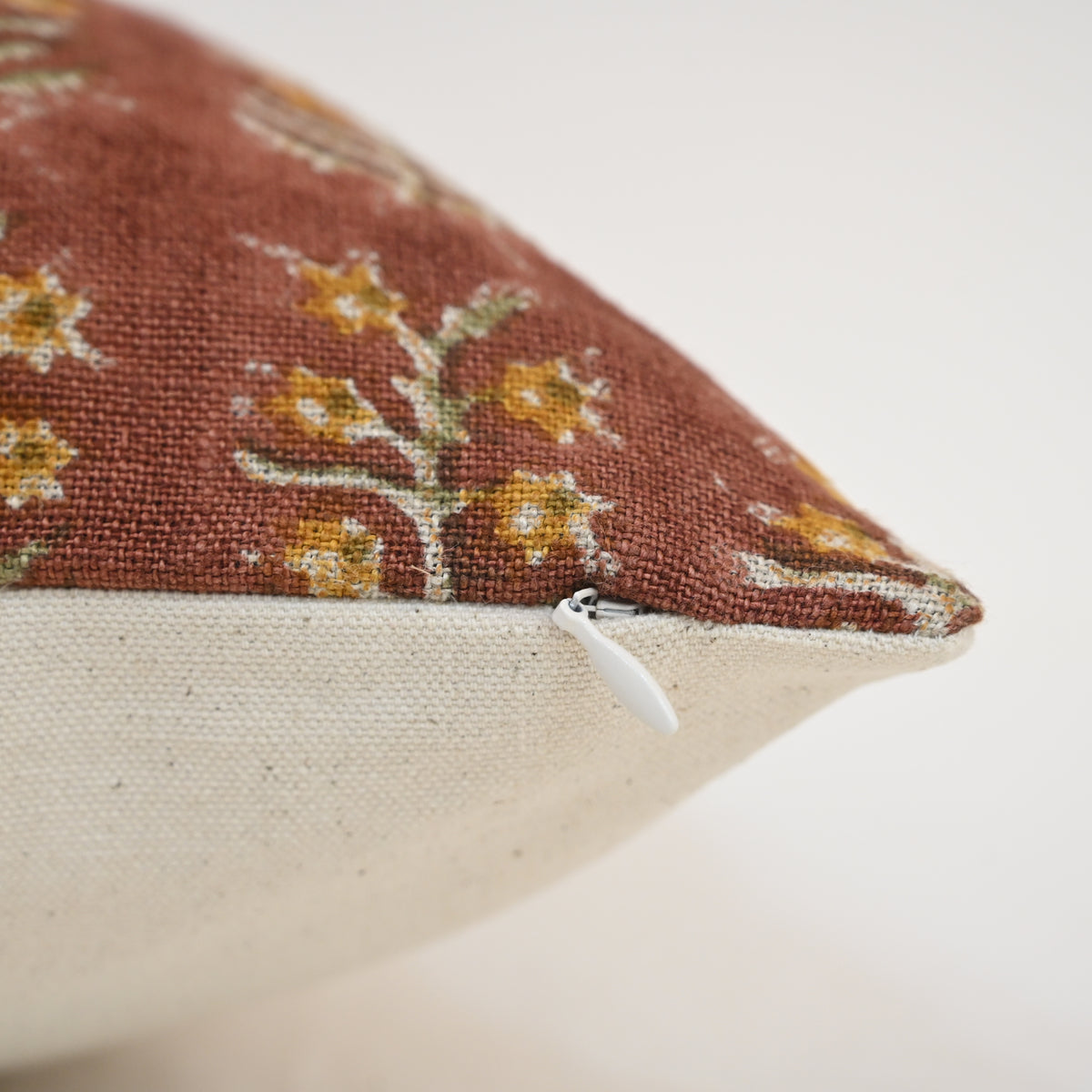 Diana Mustard Linen Block Print Pillow Cover