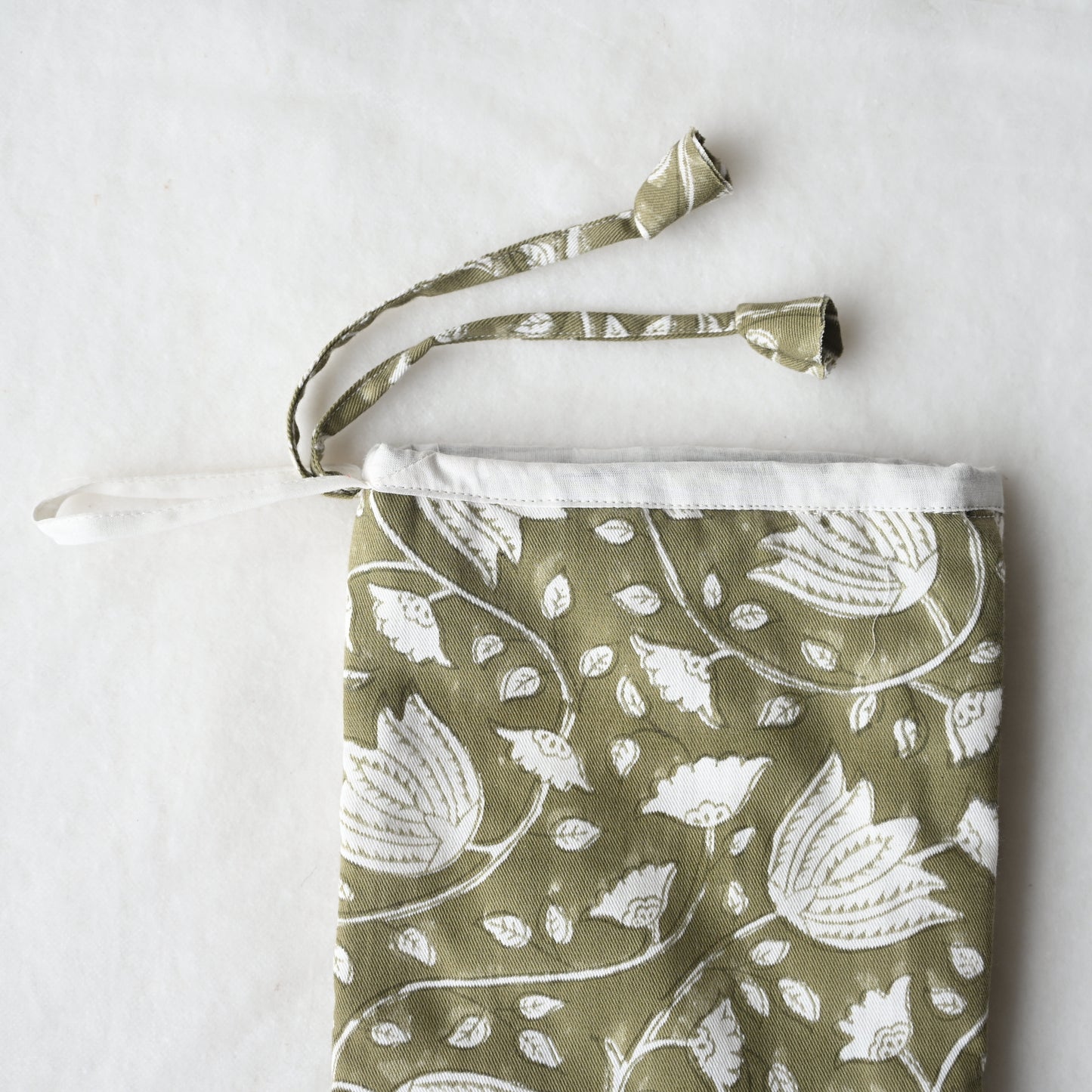Olive Lotus Print Christmas Stocking