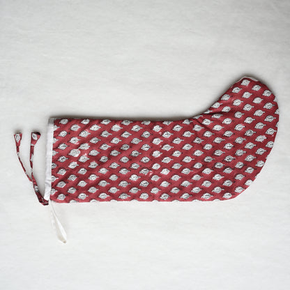 Ivory Leaf Crimson Festive Stocking