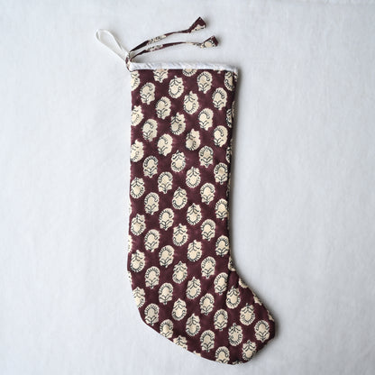 Burgundy Scallop Motif Cotton Stocking