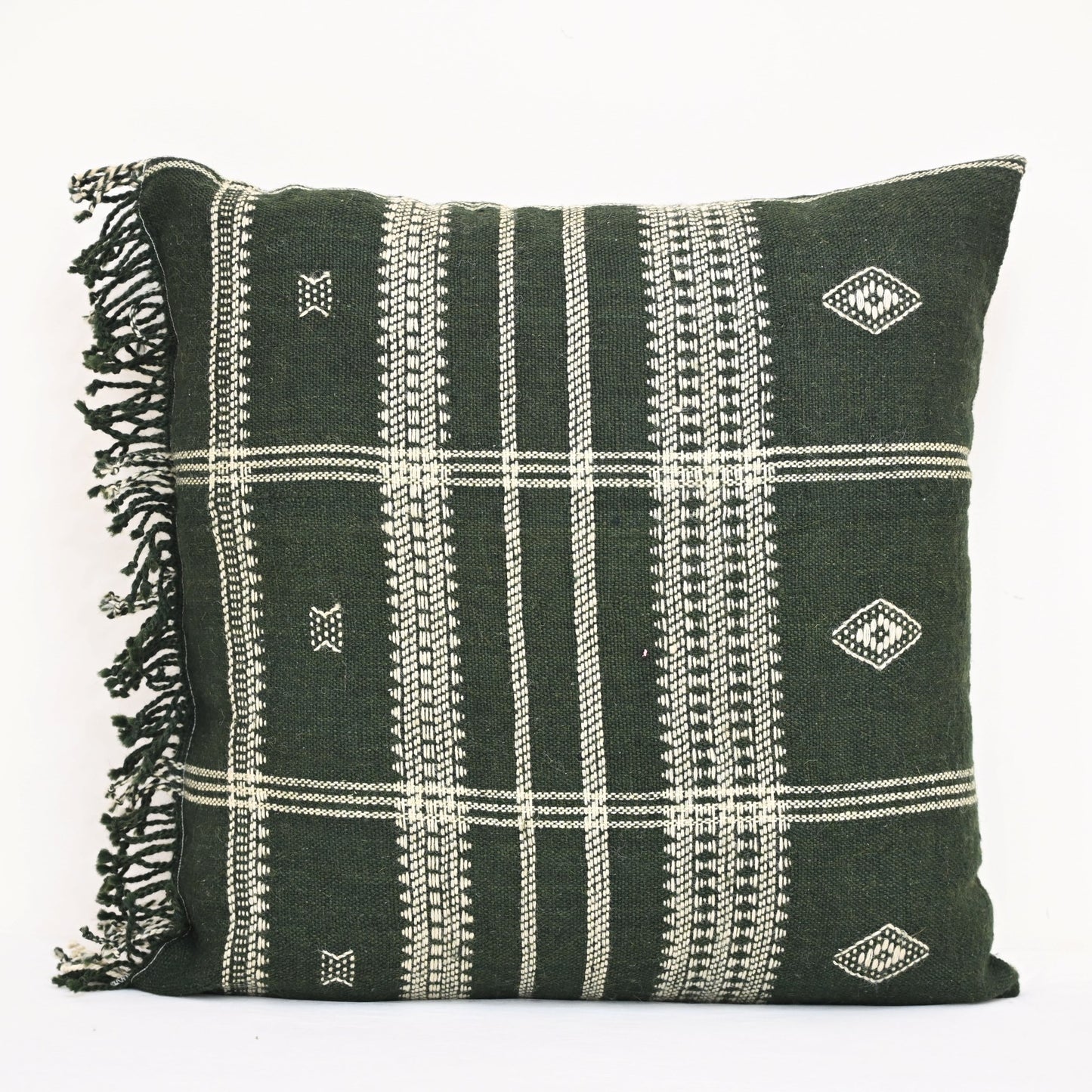 SCOTT ARSTISANAL GREEN FRINGED CUSHION