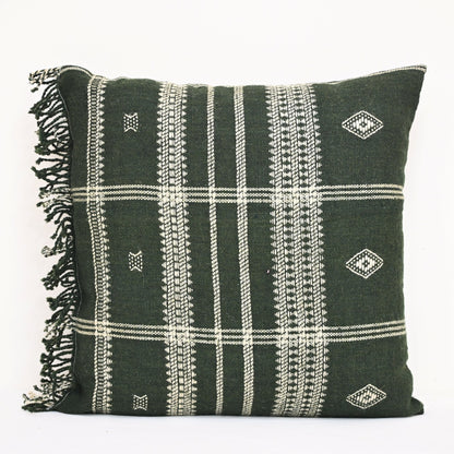 SCOTT ARSTISANAL GREEN FRINGED CUSHION