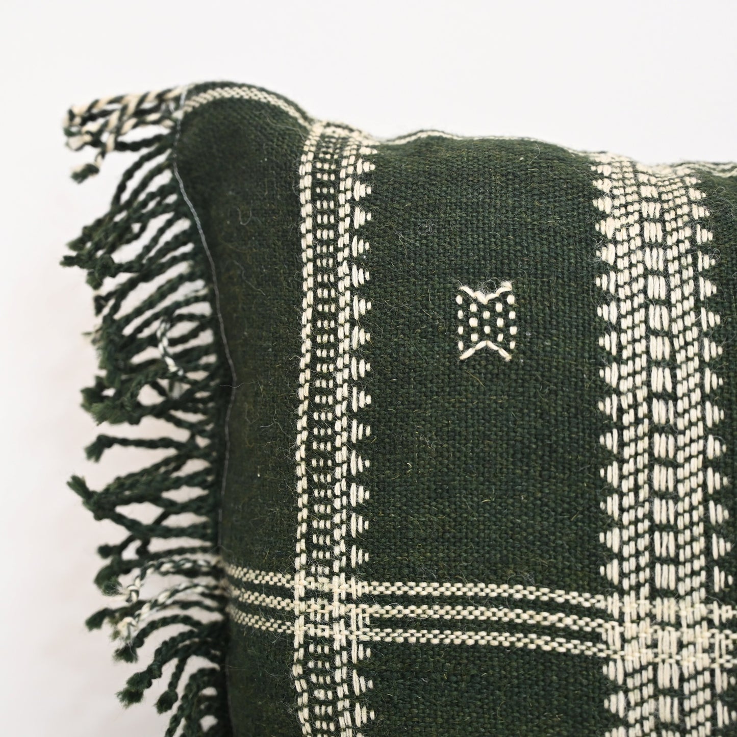 SCOTT ARSTISANAL GREEN FRINGED CUSHION
