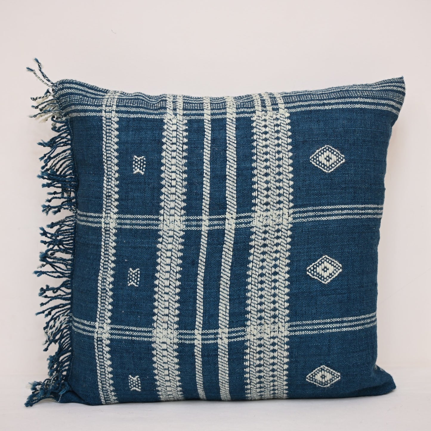 WALTER NAVY FRINGED CUSHION COVER