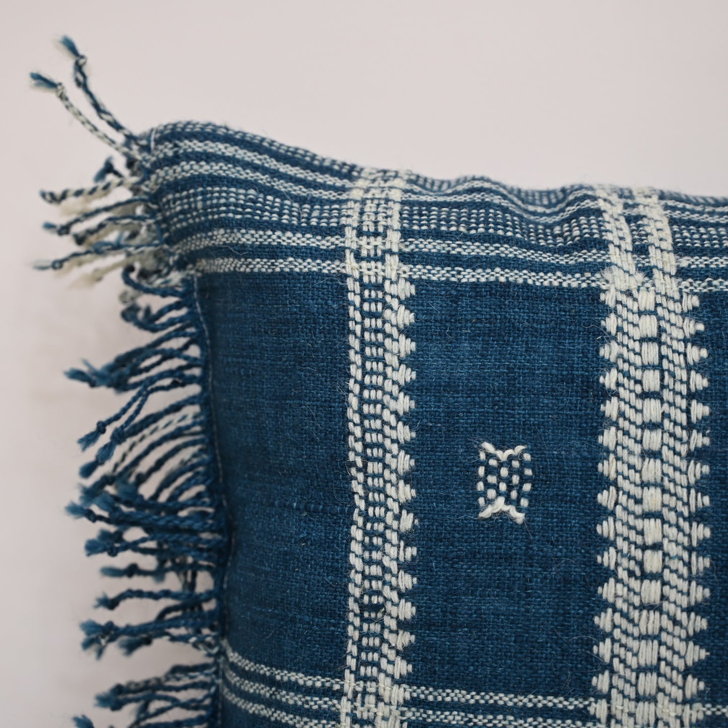 WALTER NAVY FRINGED CUSHION COVER