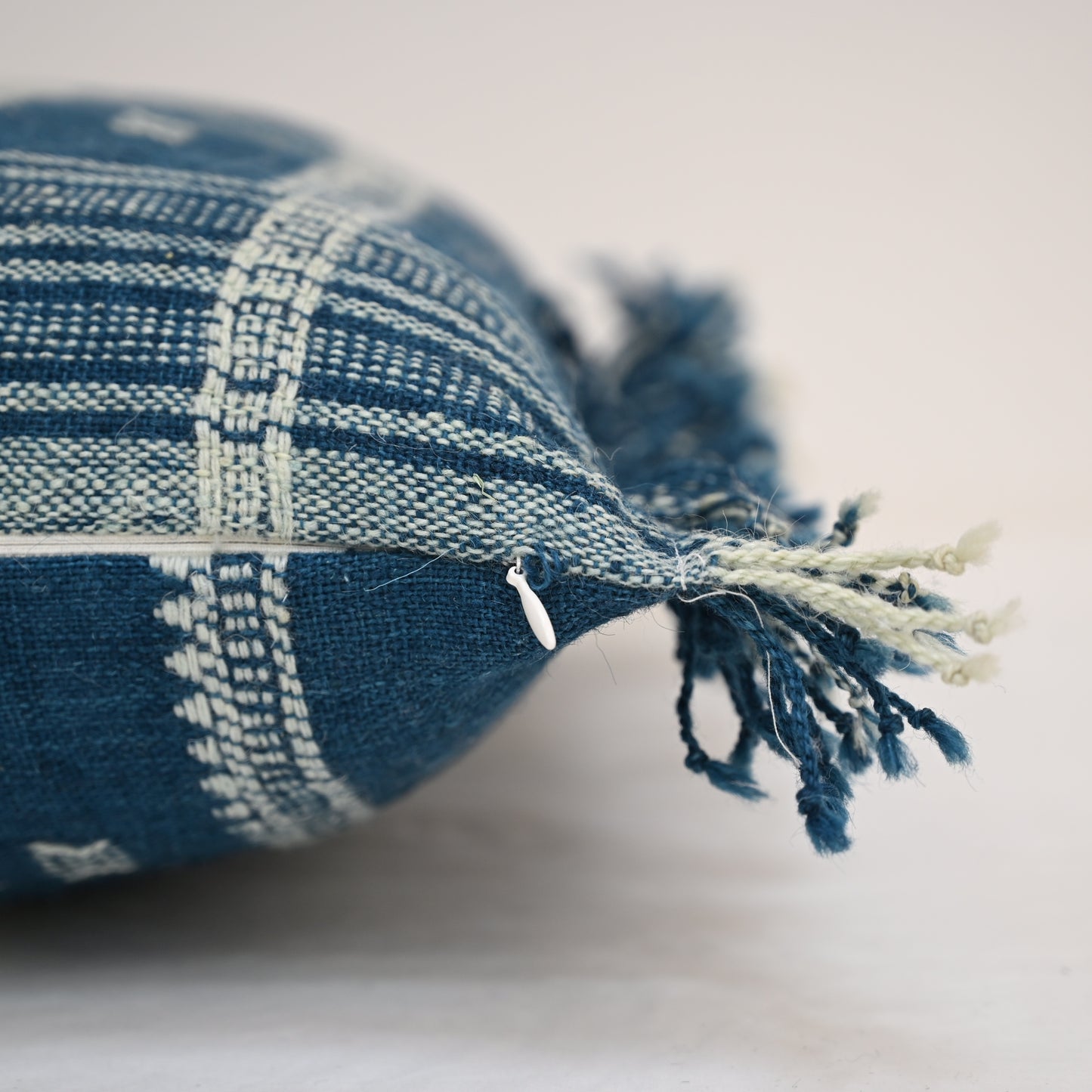 WALTER NAVY FRINGED CUSHION COVER