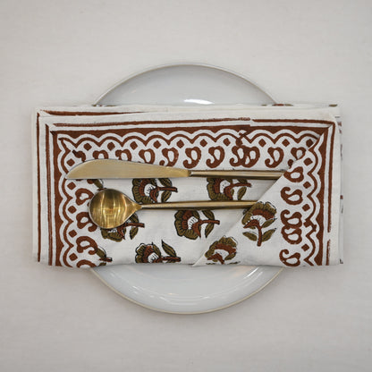 Chestnut Floral Paisley Dinner Napkin