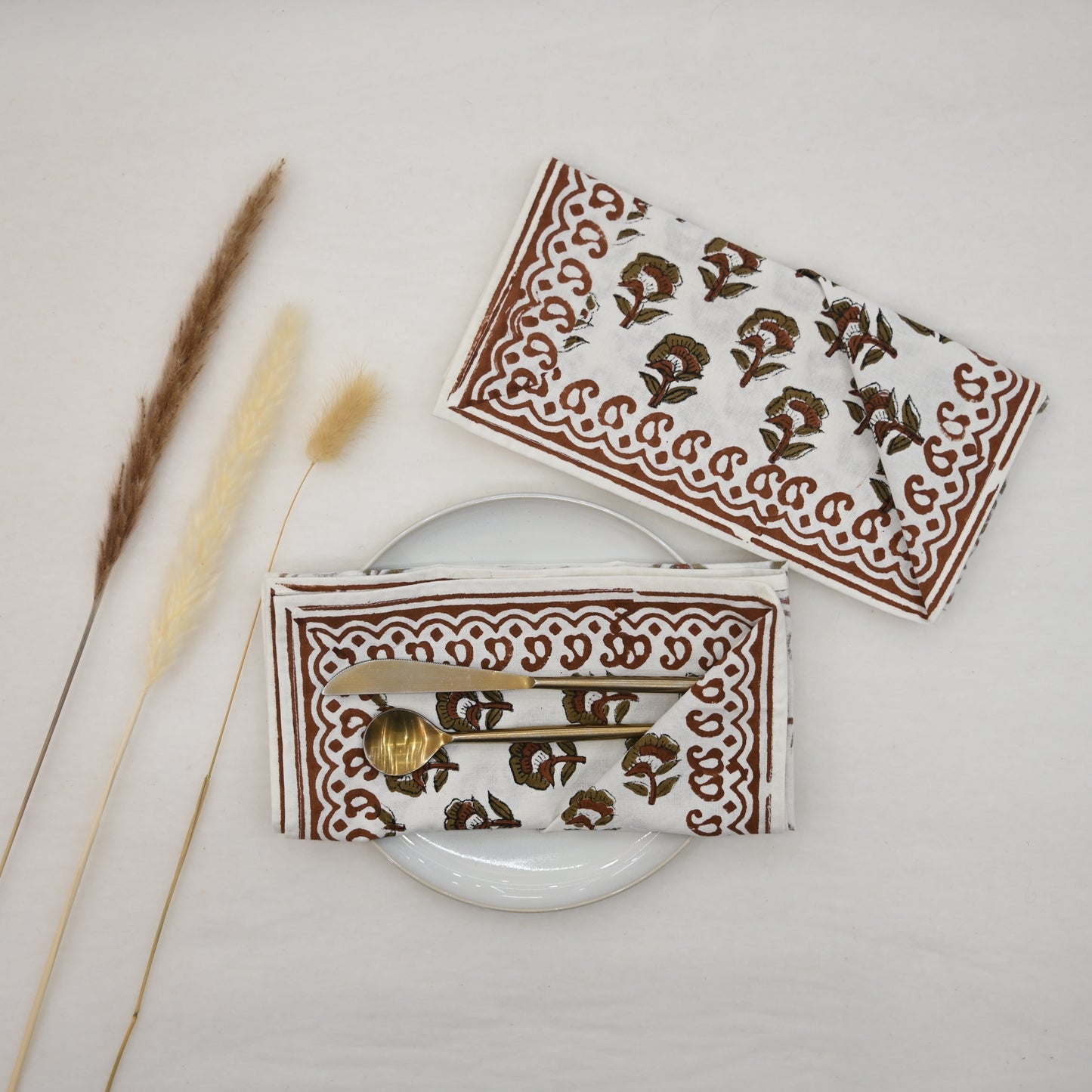Chestnut Floral Paisley Dinner Napkin