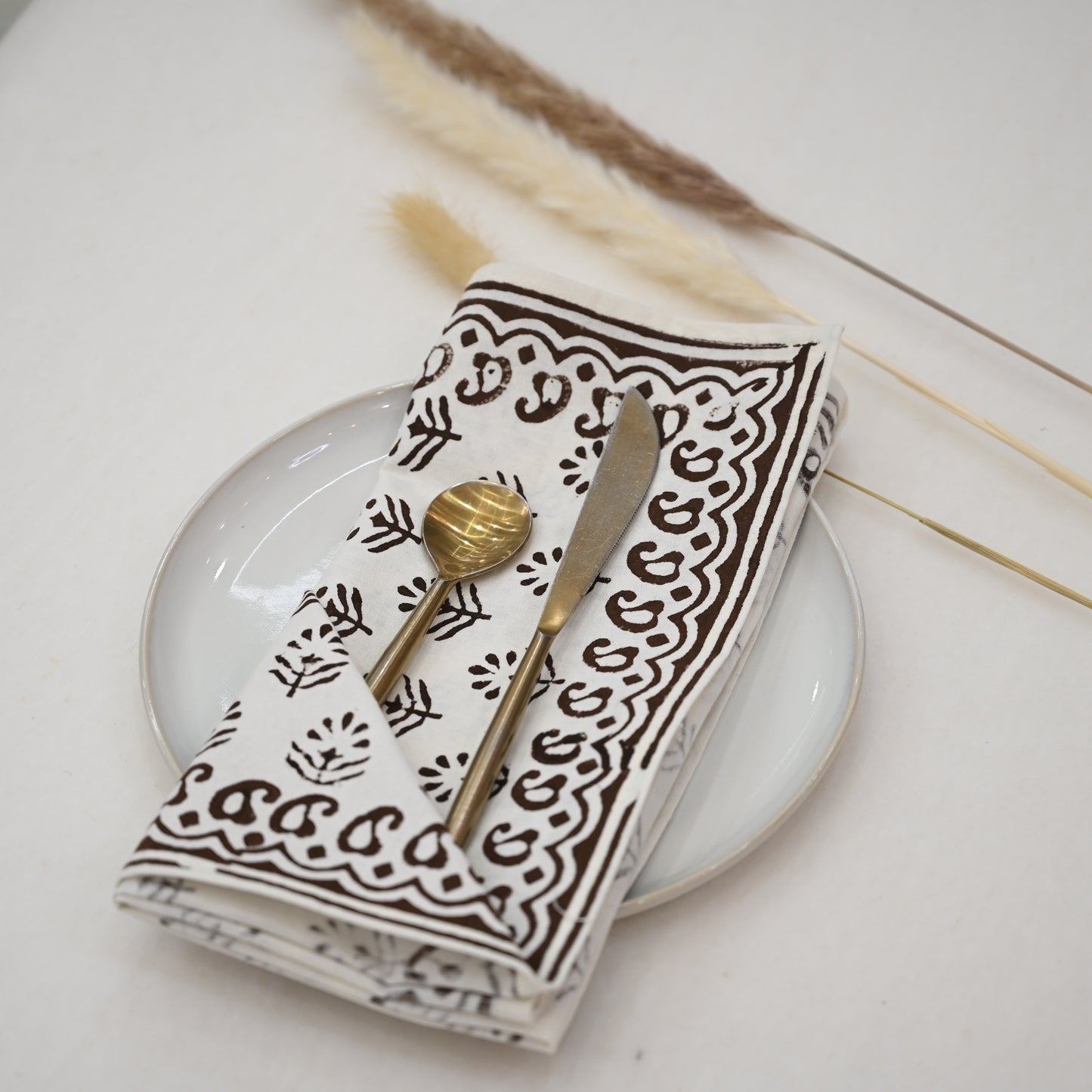 Blackish Brown Motif Dinner Napkin