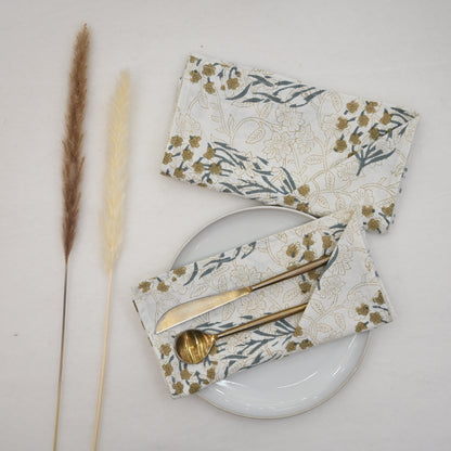 Ochre Wildflower Block Print Napkin