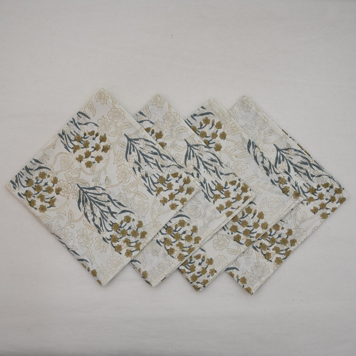 Ochre Wildflower Block Print Napkin