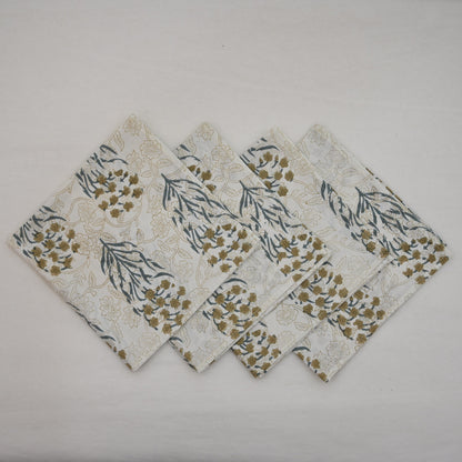 Ochre Wildflower Block Print Napkin