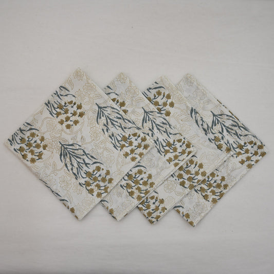 Ochre Wildflower Block Print Napkin