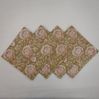 Taupe Botanical Floral Dinner Napkin
