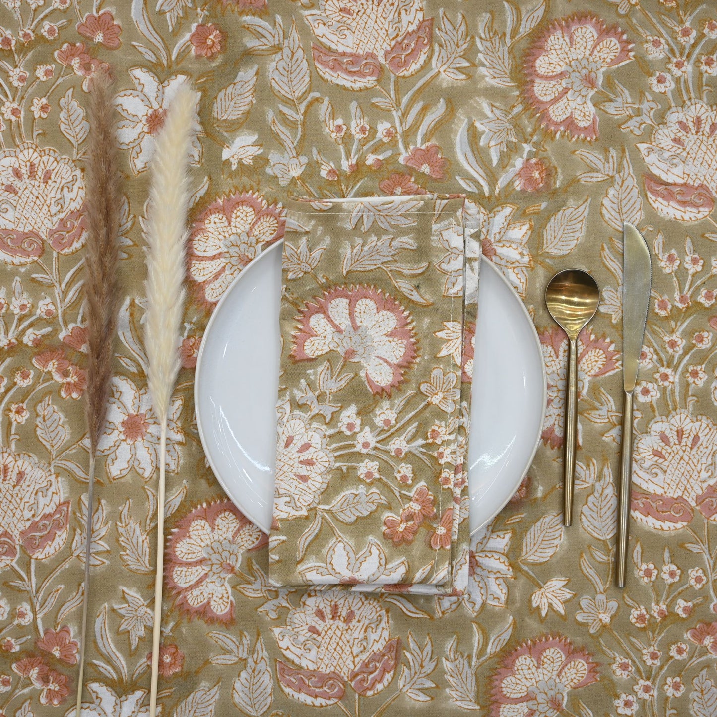 Olive Dusty Rose Botanical Napkin