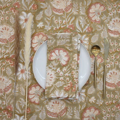 Olive Dusty Rose Botanical Napkin