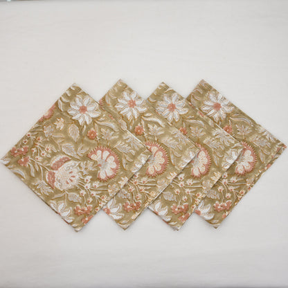 Olive Dusty Rose Botanical Napkin