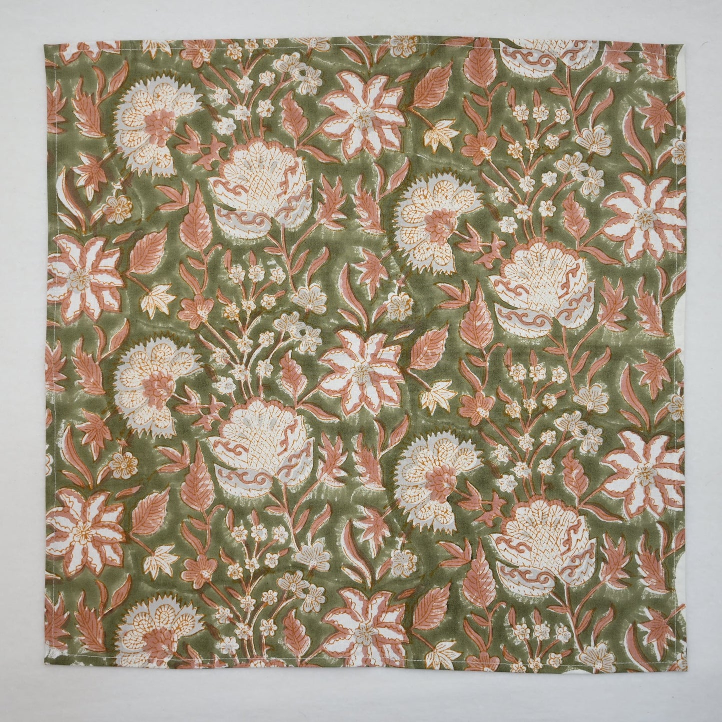 Moss Green Floral Cloth Napkin