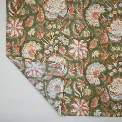 Moss Green Floral Cloth Napkin