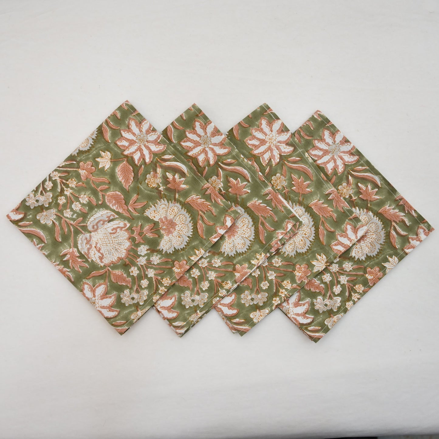 Moss Green Floral Cloth Napkin