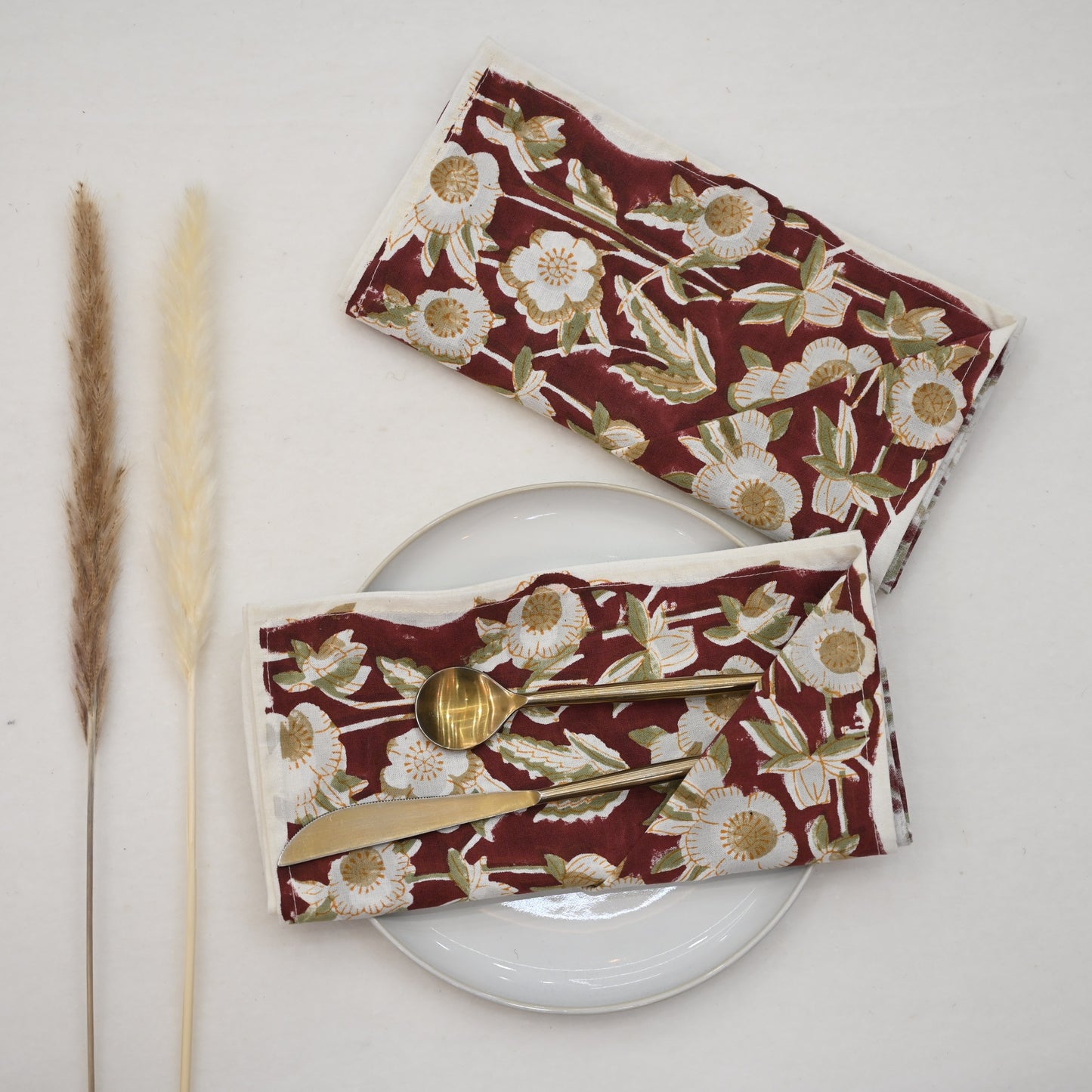 Vintage Maroon Floral Dinner Napkin