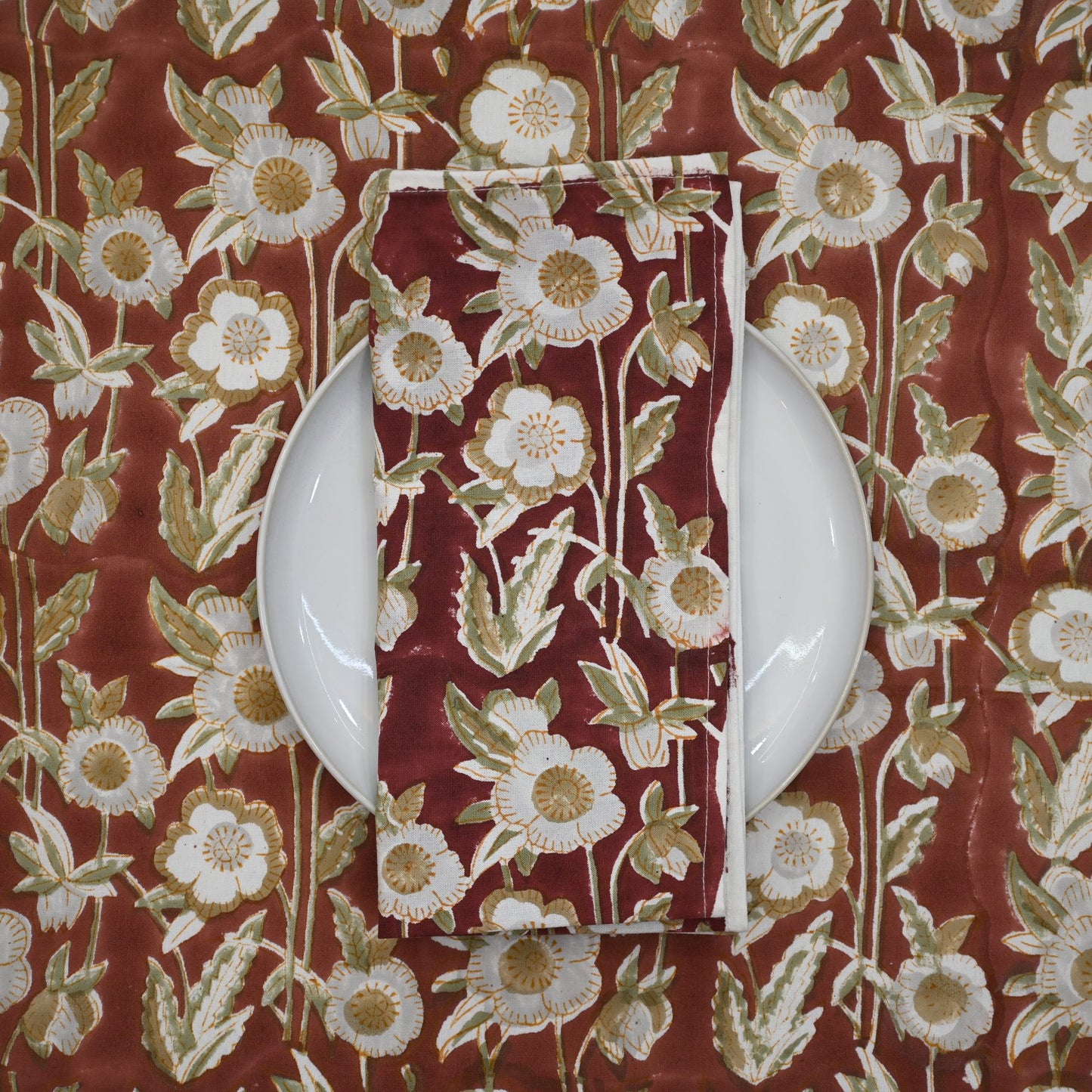 Vintage Maroon Floral Dinner Napkin
