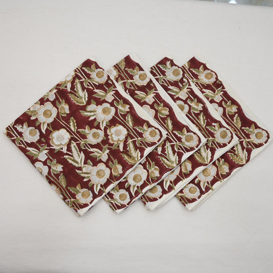 Vintage Maroon Floral Dinner Napkin