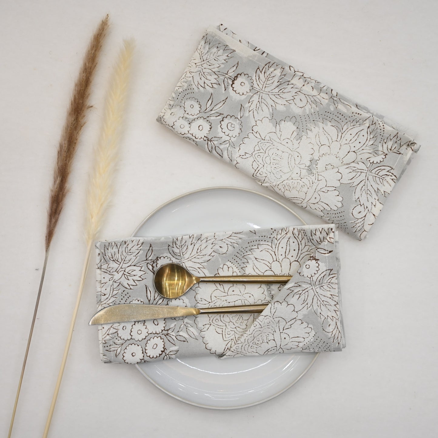 Light Grey Botanical Table Napkin