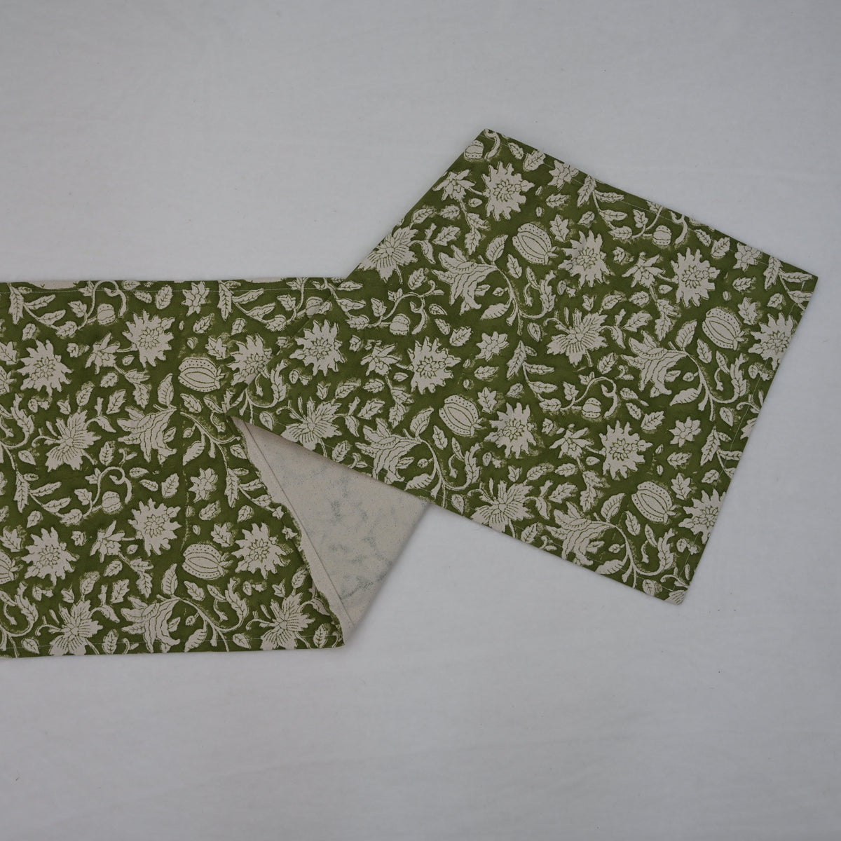 Leron Olive Cotton Table Runner