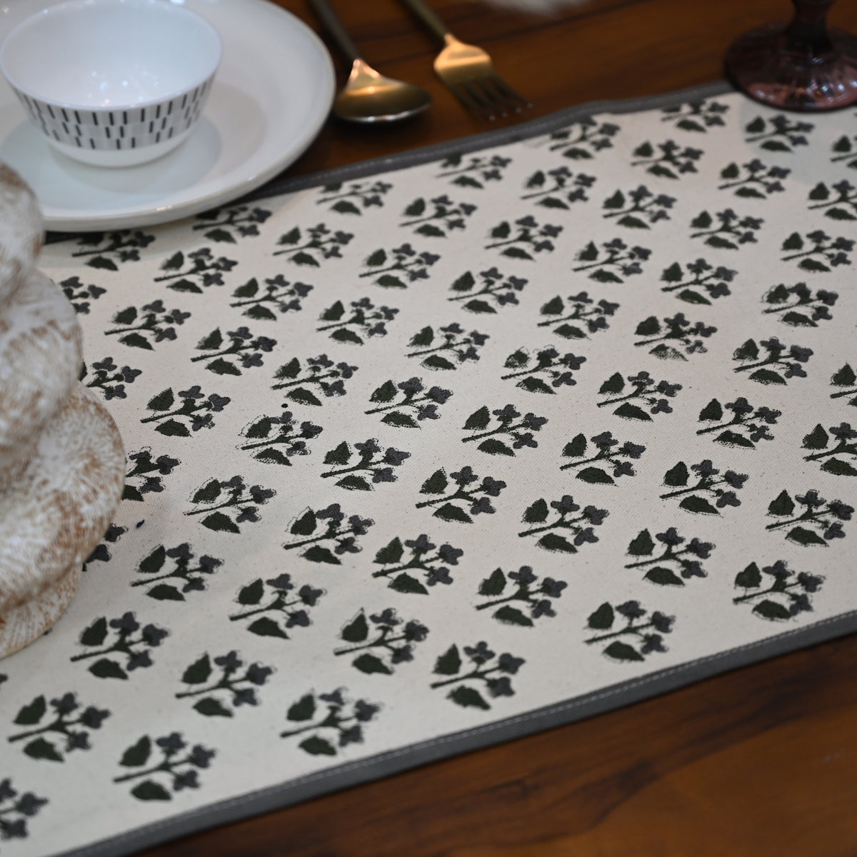 Nevle Black Cotton Table Runner