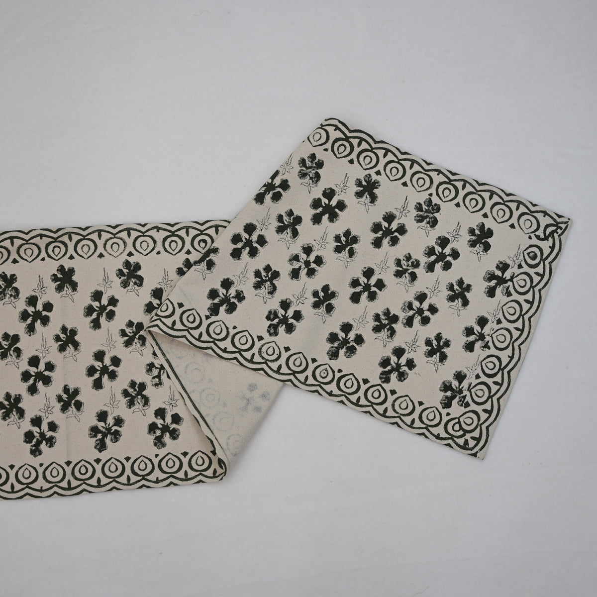 Olra Jet Black Cotton Table Runner